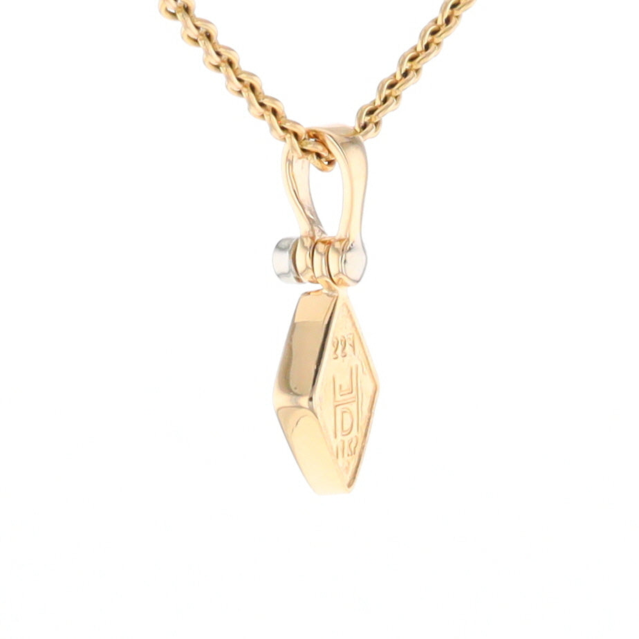 Gold Quartz Necklace Diamond Shape Inlaid Pendant with .02ct Diamond