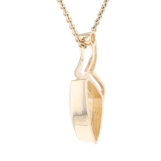 Gold Quartz Triangulare Inlaid Pendant with Diamond Accent