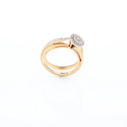 Gold Plated Silver Diamond Engagement Ring Set