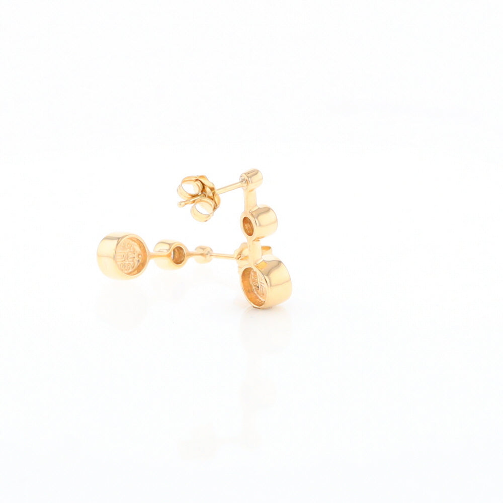Gold Quartz Round Inlay with Diamond Accents Stud Earrings G2