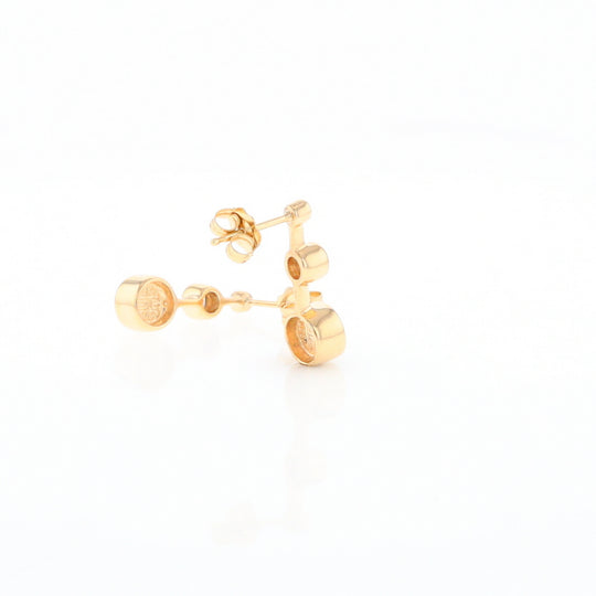 Gold Quartz Round Inlay with Diamond Accents Stud Earrings G2