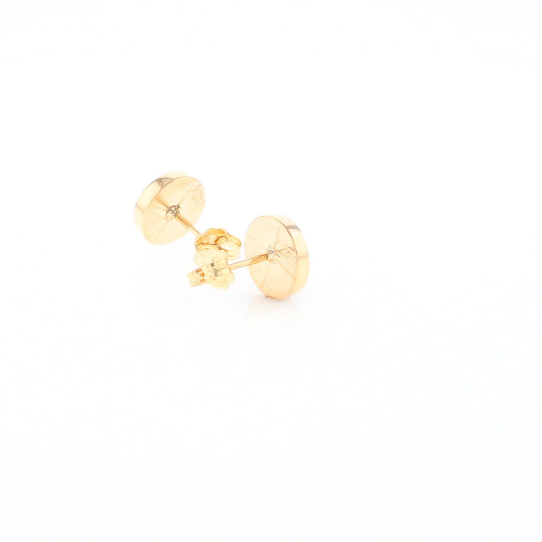 Gold Quartz Earrings 9mm Round Inlaid Studs - G2
