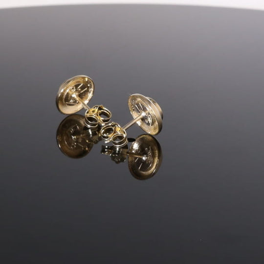 Opal Earrings Round Inlaid Design Studs