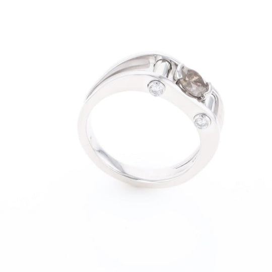 Men's Contemporary White Gold Industrial Brown Diamond Ring