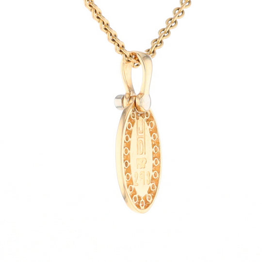 Gold Quartz Pendant Oval Inlaid with .22ctw Round Diamonds Halo