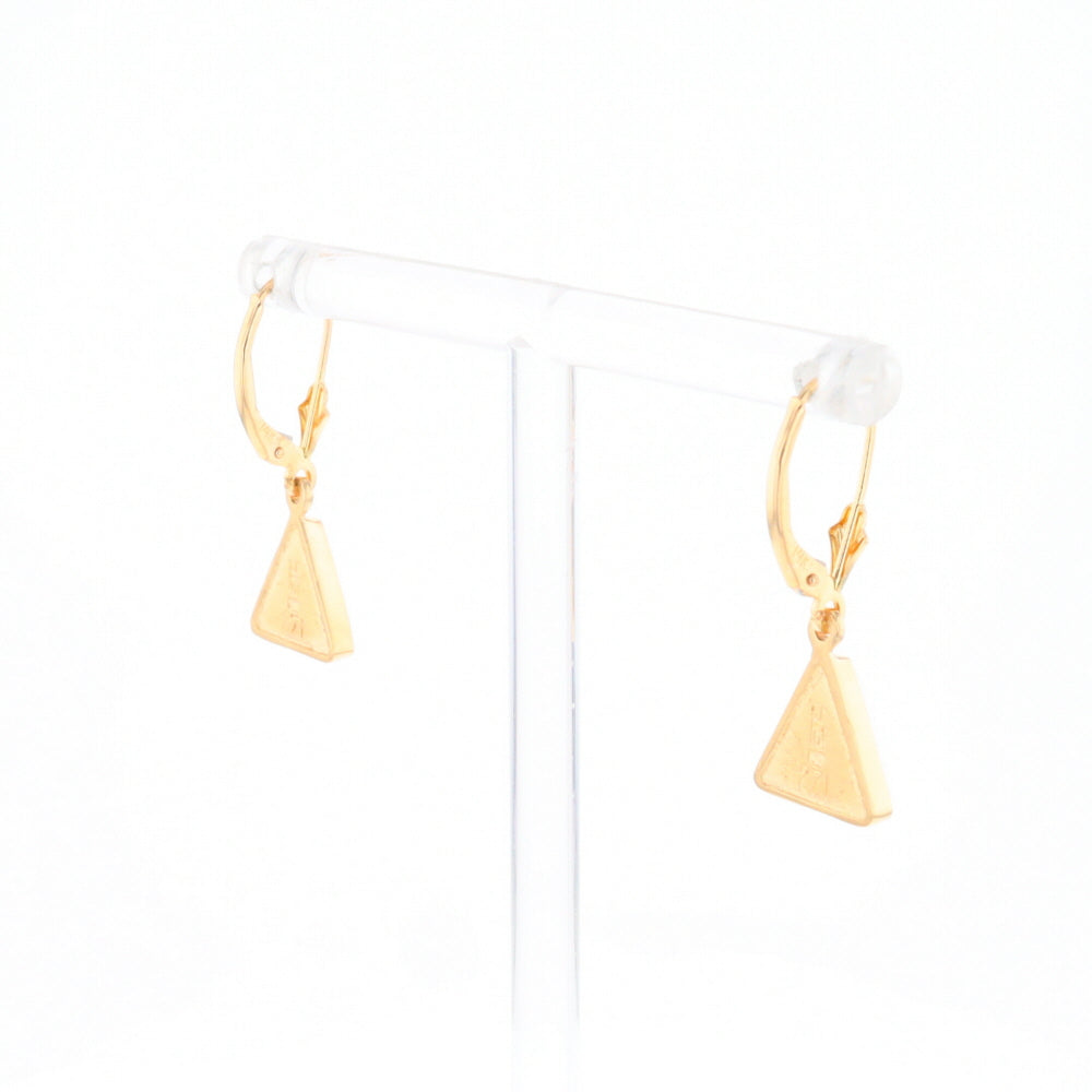 Gold Quartz Triangle Inlaid Earrings - G2