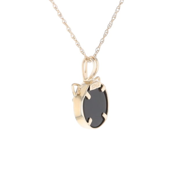 Onyx Cat Pendant with Diamond Eyes