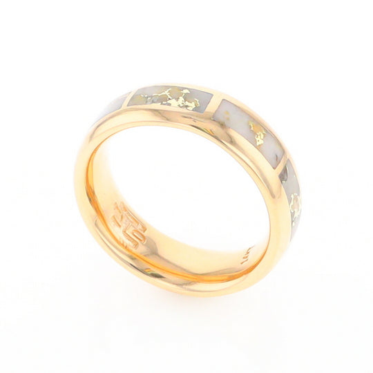 Gold Quartz Ring 8 Rectangle Section Inlaid Eternity Band