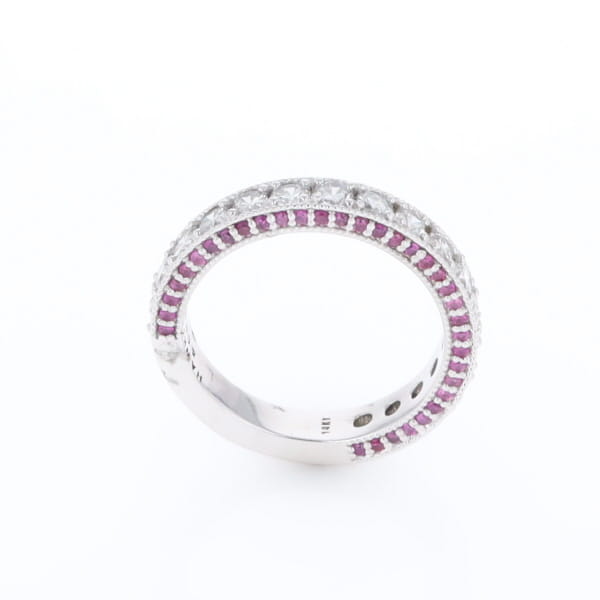 Diamond and Pink Sapphire Wedding Band