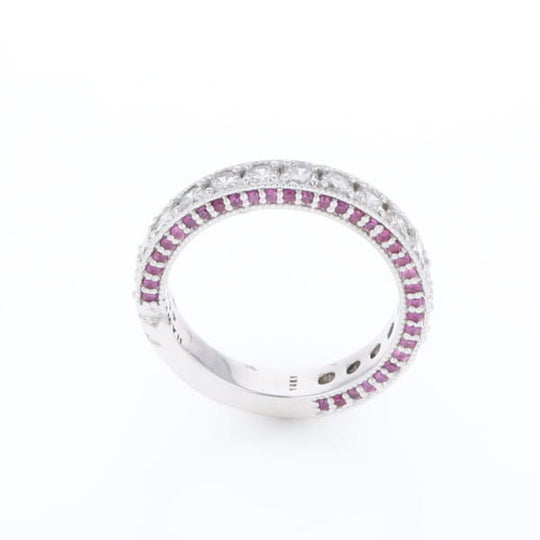 Diamond and Pink Sapphire Wedding Band