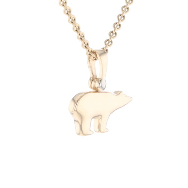 Gold Quartz Inlaid Polar Bear Pendant