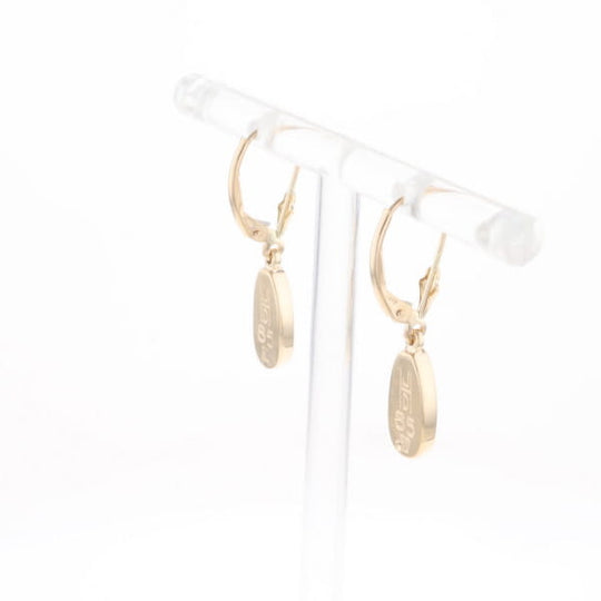 Gold Quartz Earrings Tear Drop Inlaid Lever Backs
