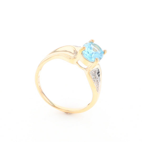 Blue Topaz Ring with Diamond Accents