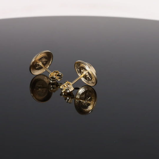 Opal Earrings Round Inlaid Design Studs