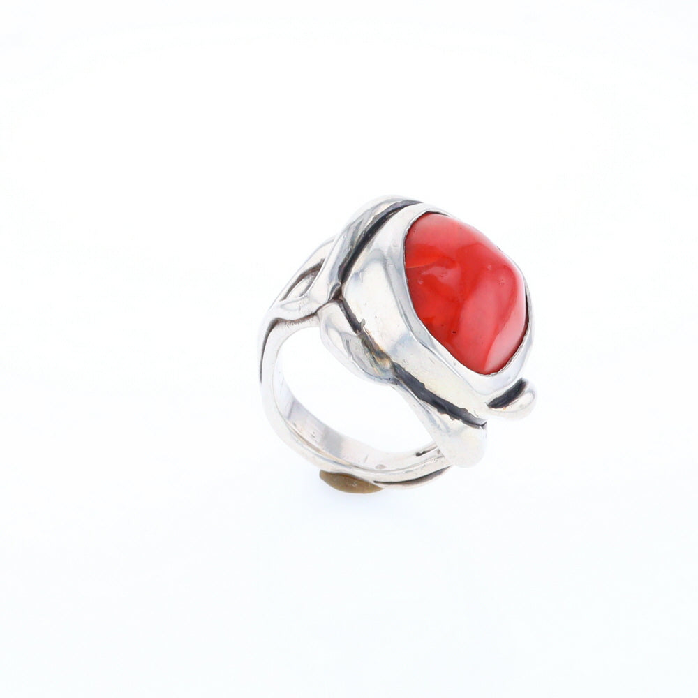 Native Oval Coral Free Form Ring