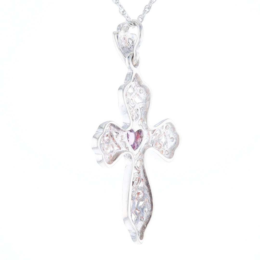 Heart Amethyst Cross Pendant