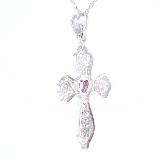 Heart Amethyst Cross Pendant