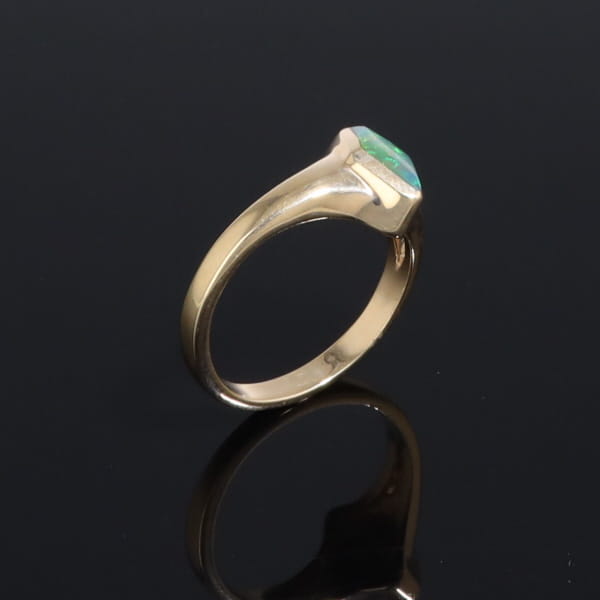 Ethiopian Opal Rings Diamond Shape Inlaid Design