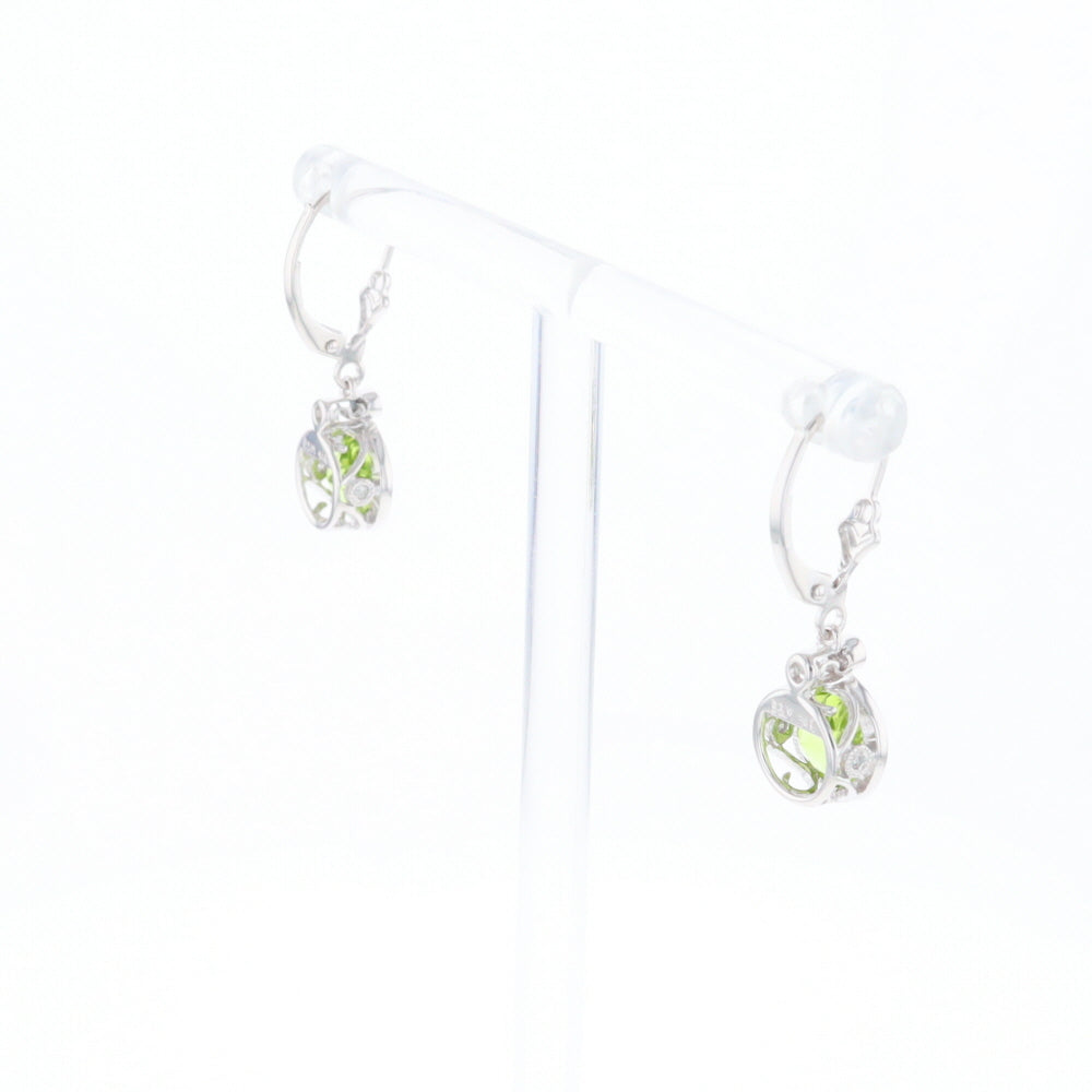 Peridot Dangle Earrings with Diamond Accents