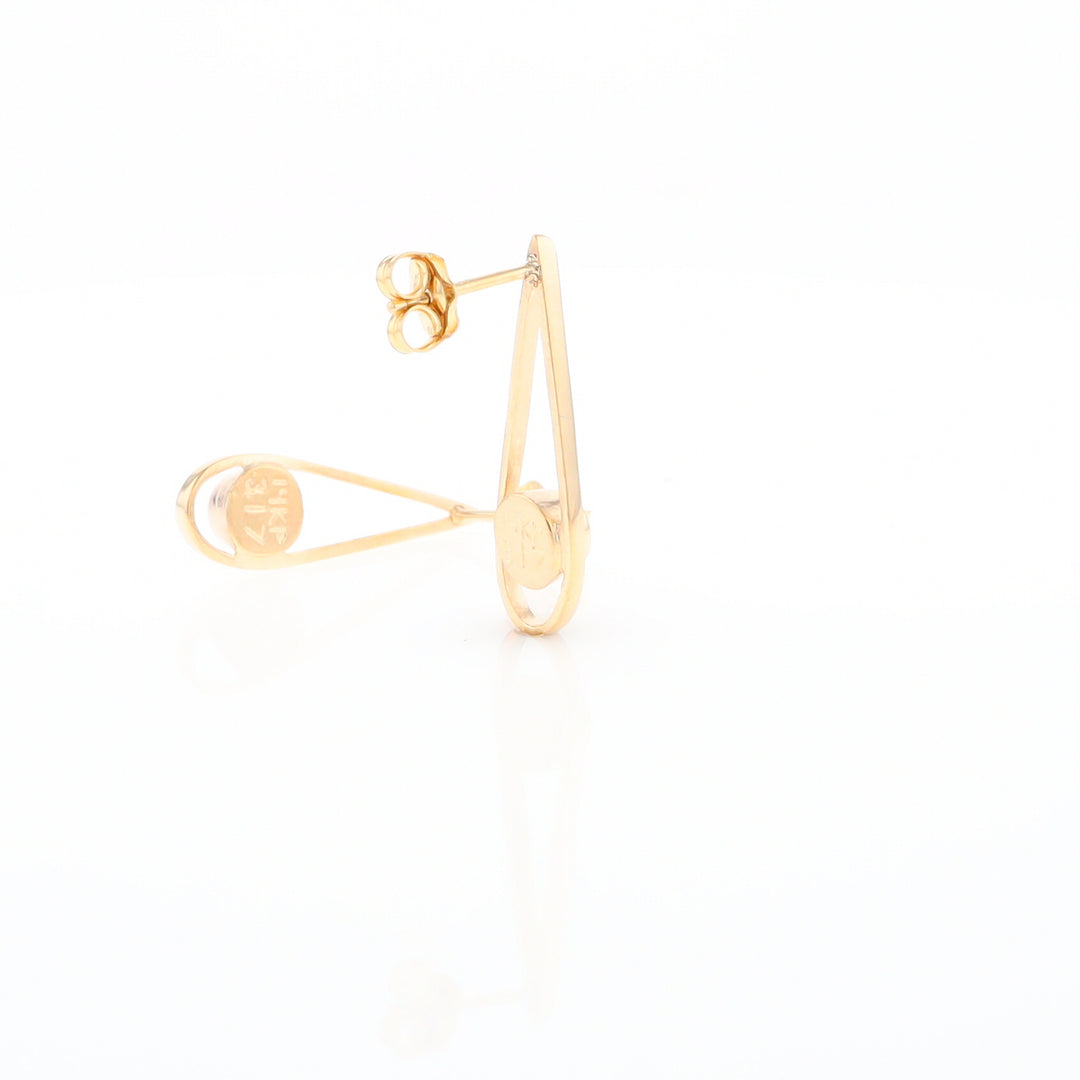 Gold Quartz Round Inlaid Teardrop Earrings - G2