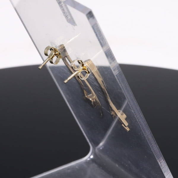 Opal Earrings Round Inlaid Double Curved Bar Design Studs