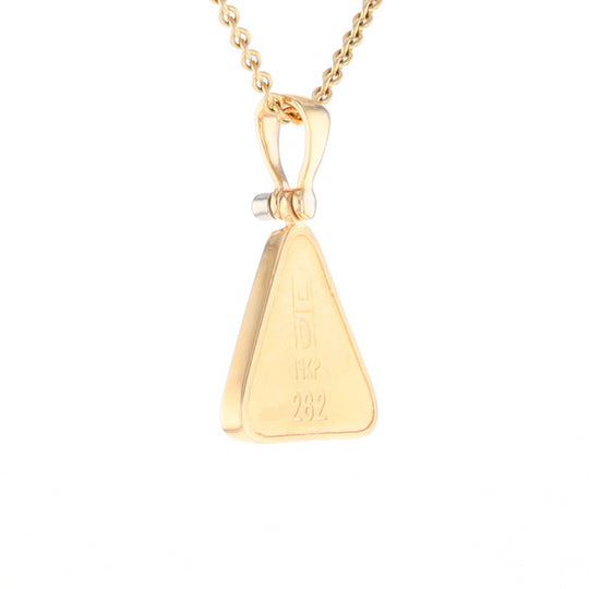 Gold Quartz Necklace Triangle Inlaid Pendant with .02ct Diamond