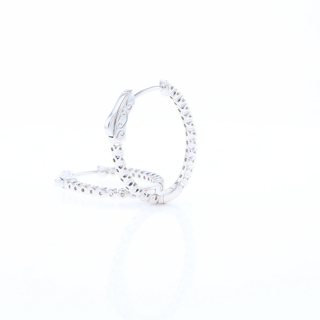 Oval Diamond Hoops Earrings