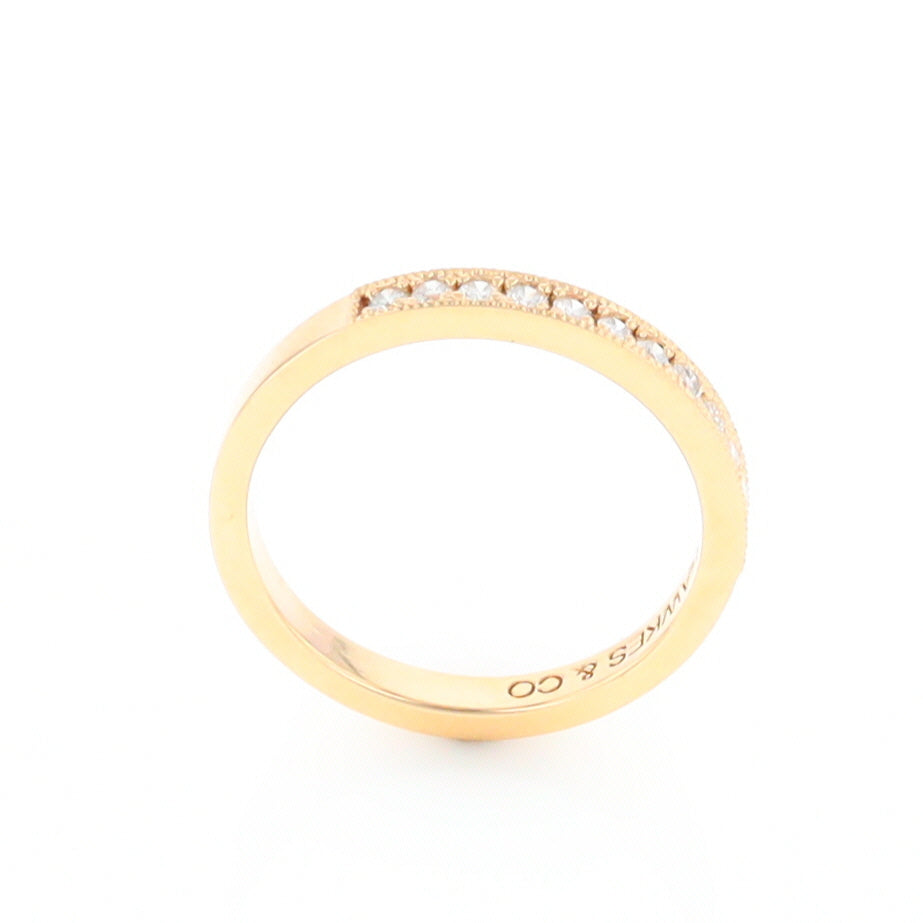 Yellow Gold Milgrain Diamond Wedding Band