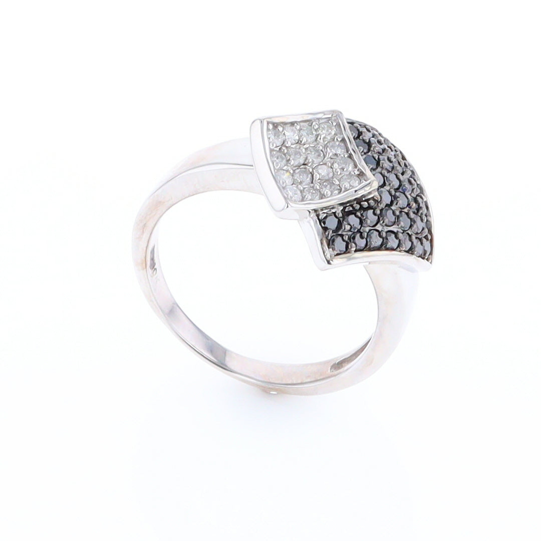 Double Pavé Black and White Diamond Ring