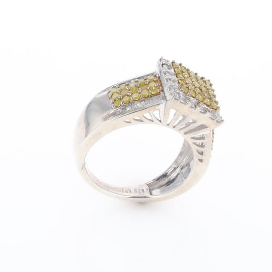 Yellow and White Diamond Filigree Design Ring