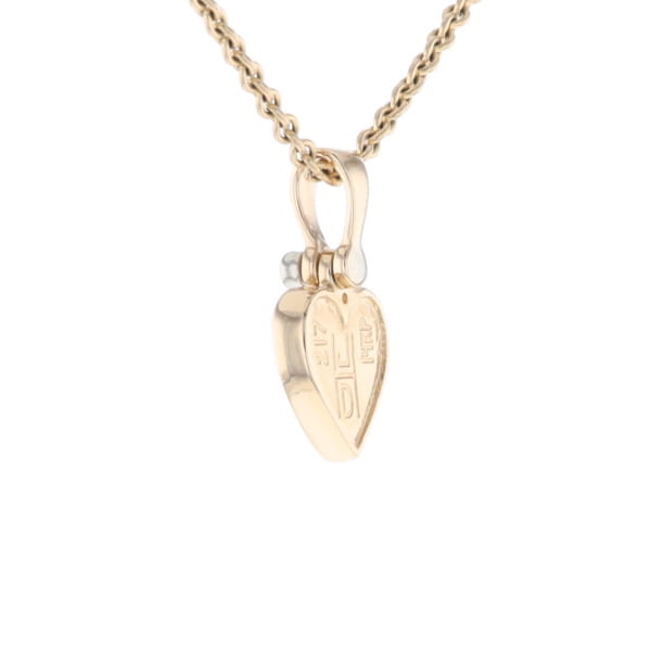Gold Quartz Necklace Heart Inlaid Design Pendant with .02ct Diamond