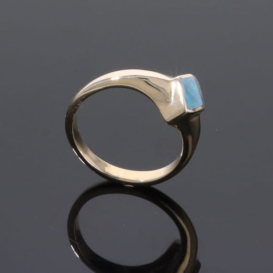 Opal Rings Diamond Shape Inlaid Design