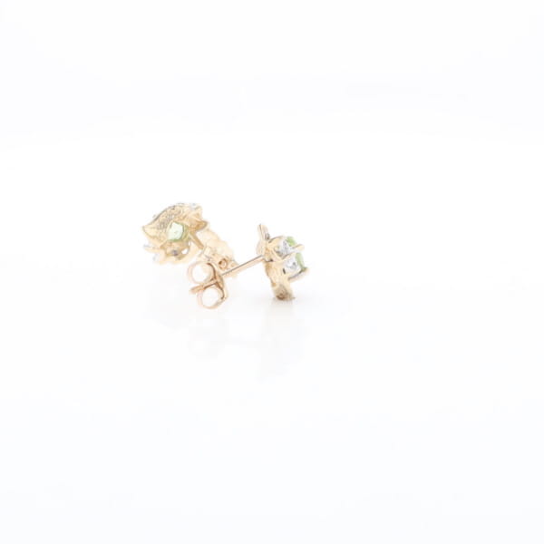 Bypass Peridot and Diamond Stud Earrings