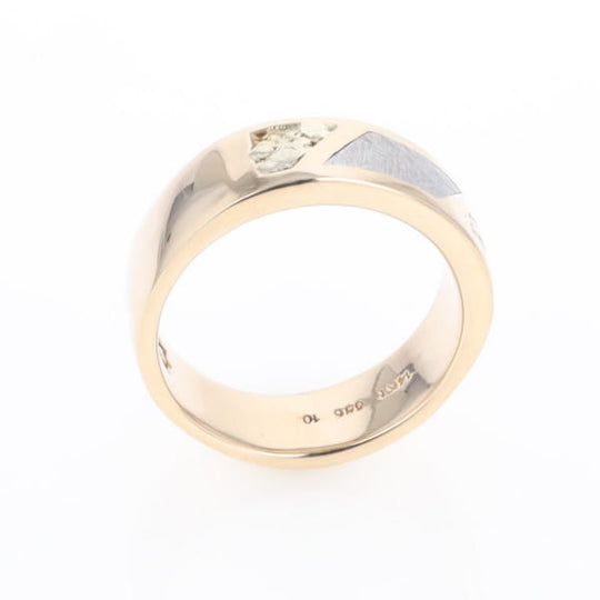 Meteorite Ring, Center Inlaid & Natural Nugget Sides