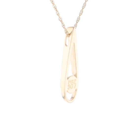 Open Teardrop Round Gold Quartz Inlaid Pendant