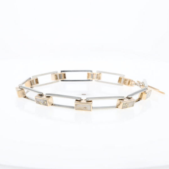 Gold Quartz Bracelet Rectangle Link Inlaid with Toggle Clasp G2