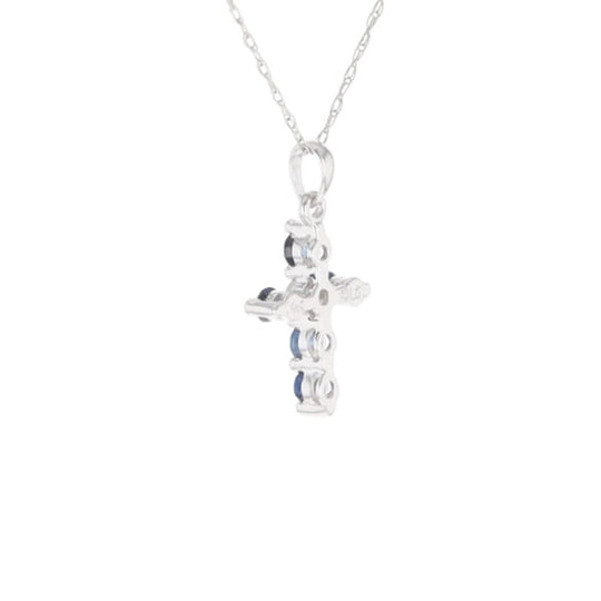 Small Blue Sapphire Cross Pendant