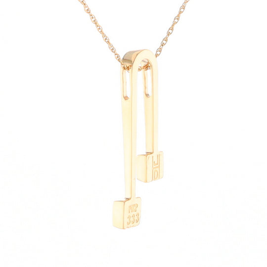 Gold Quartz 2 Square Curved Bar Pendant