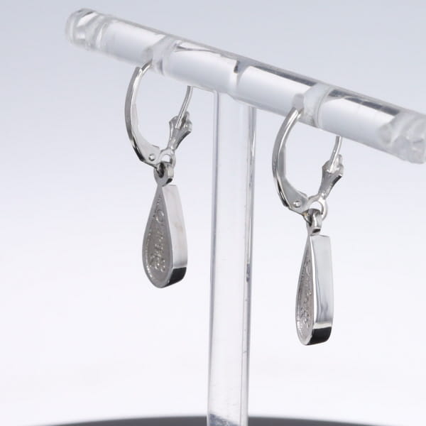 Opal Earrings Tear Drop Inlaid Design Lever Backs