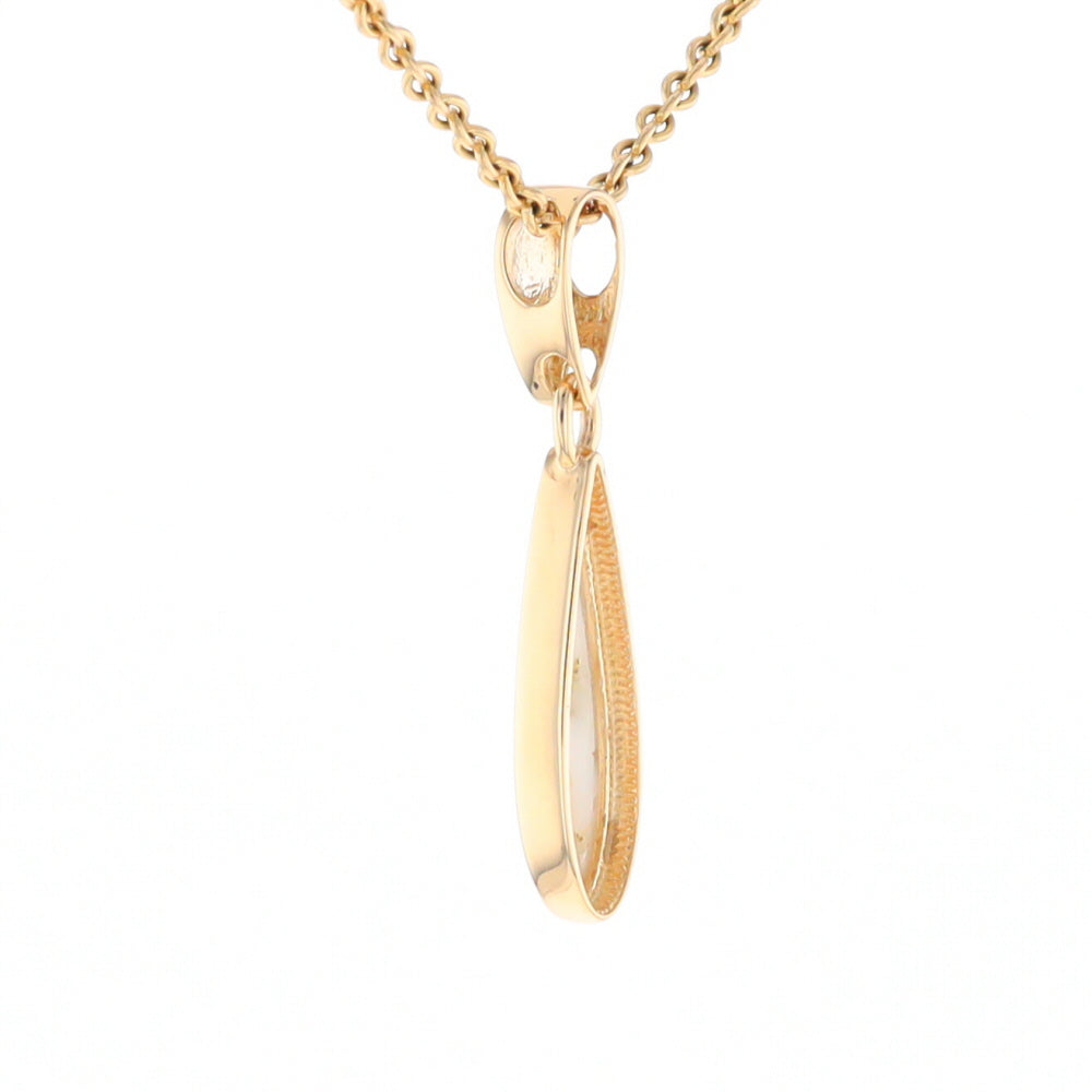 Gold Quartz Necklace Tear Drop Inlaid Pendant