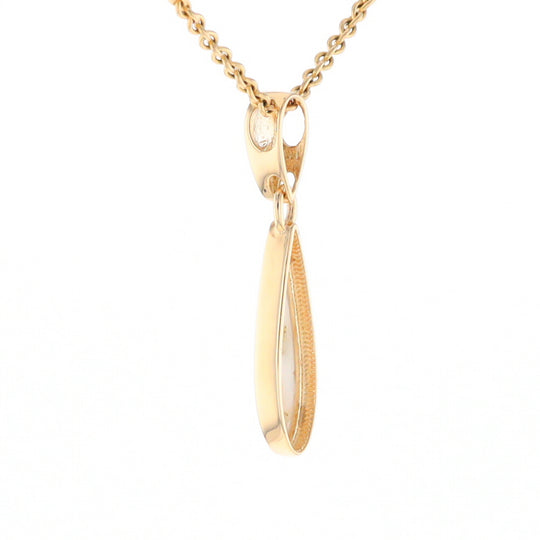 Gold Quartz Necklace Tear Drop Inlaid Pendant