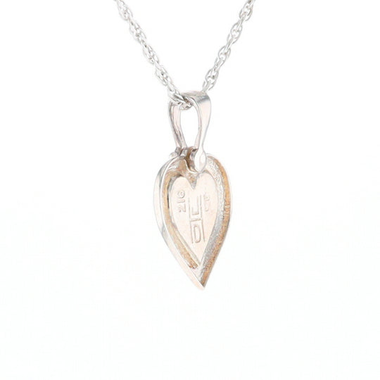 Sterling Silver Gold Quartz Inlaid Heart Pendant - G3