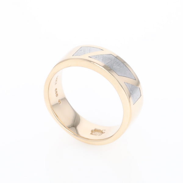 Meteorite Ring, 3 Section Inlaid Design
