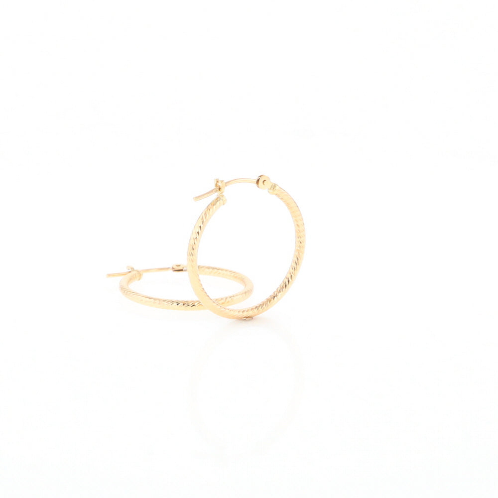 Gold Ribbed Hoop Earrings