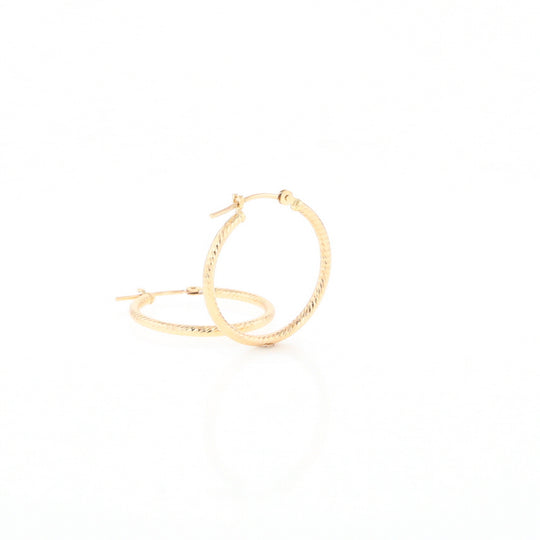 Gold Ribbed Hoop Earrings