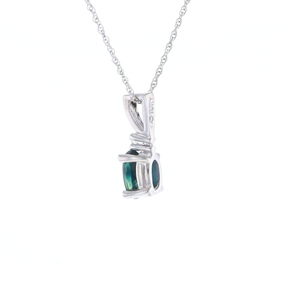 White Gold Sapphire & Diamond Pendant