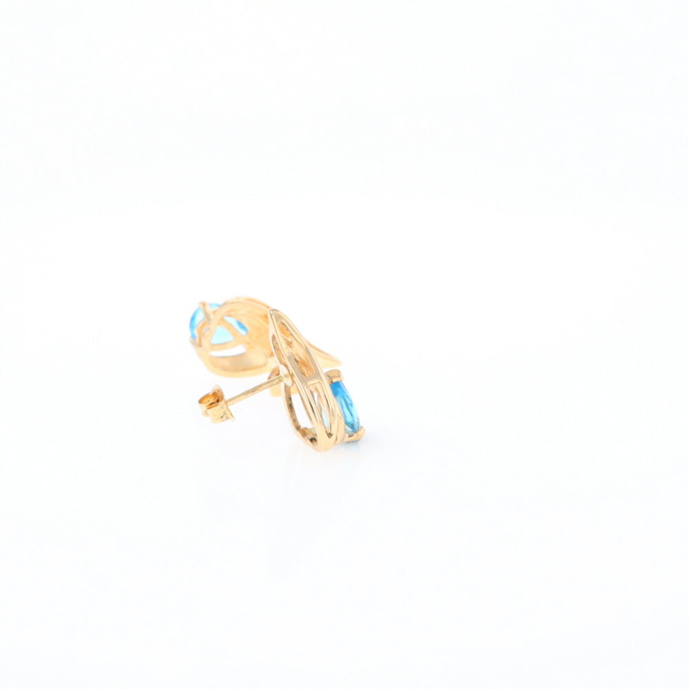 Blue Topaz Swirl Pear Stud Earrings