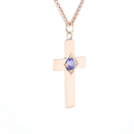 Cross Pendant with Purple Sapphire