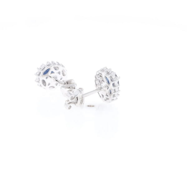 Oval Blue Sapphire Earrings With Halo