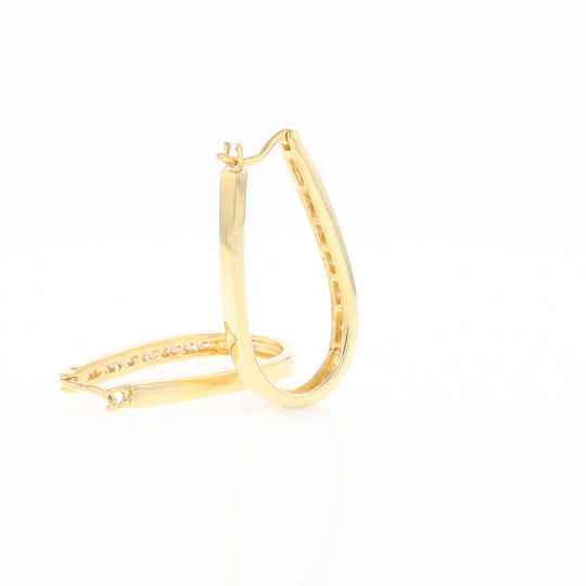 U-Shaped Channel Set Diamond Hoop Earrings